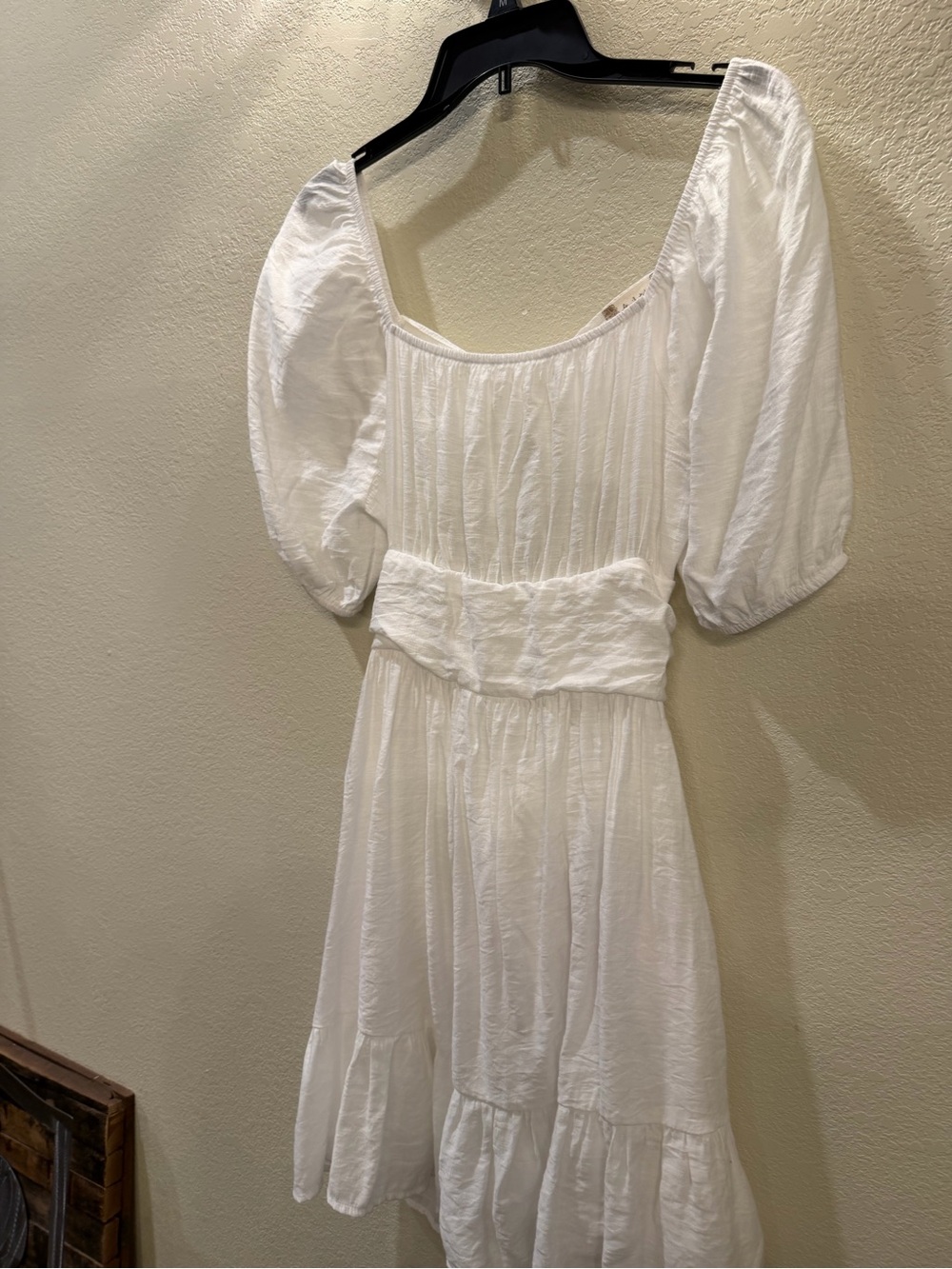 NWOT Altar'd State White Gathered Neck Peasant Blouse dress. Never worn
